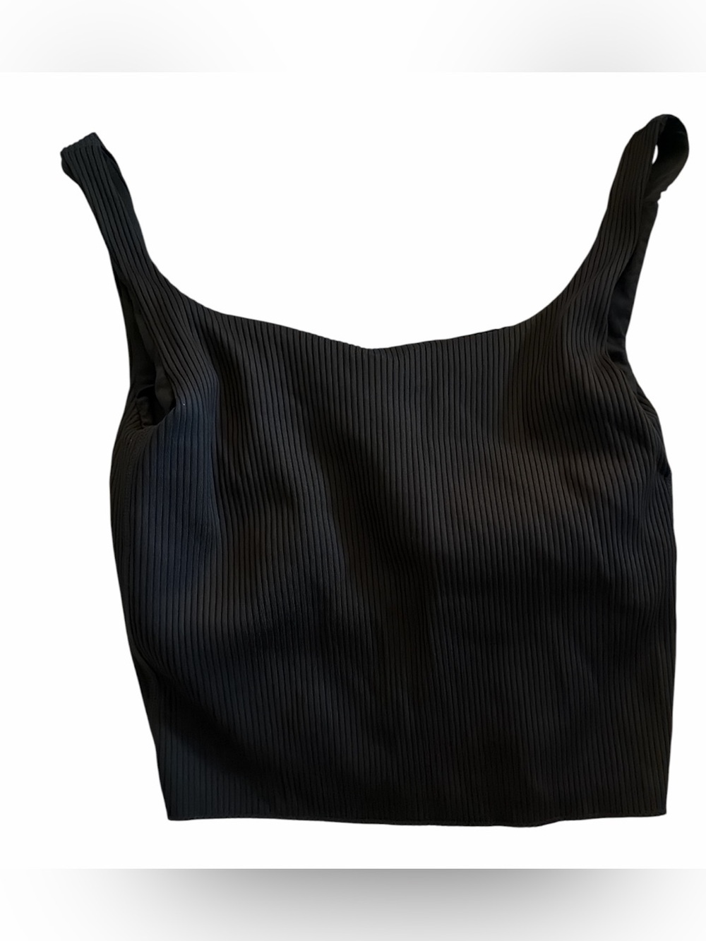 Carbon38 Black Ribbed Square-Neck Cropped Tank Top - Women
